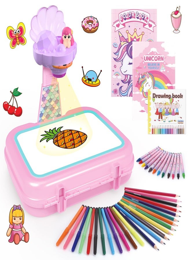 Hoarosall Drawing Projector for Kids, Arts and Crafts,Drawing Board Tracing Pad, Color Pens, Pencils, Crayons, Scrapbook, Ideal Toy for 3+ Year Old Girls (Mermaid Kit with Box) - Image 1